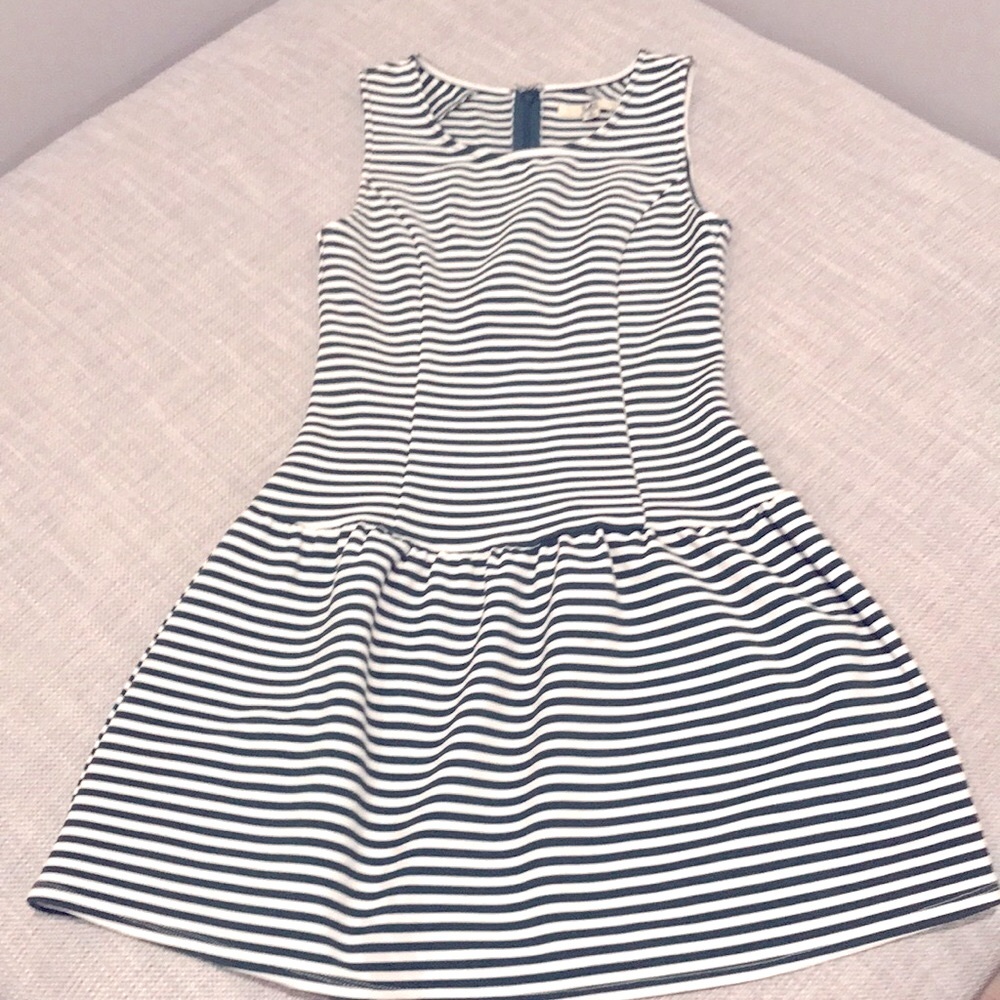 Revolve Ruffle Scuba Dress Stripes